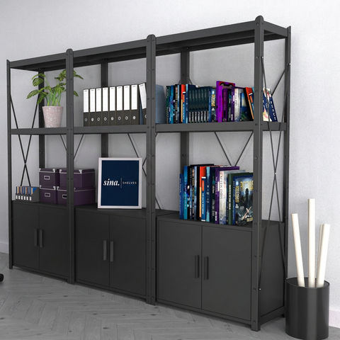 Sina Shelving Full Set with sina. shelves logo frame